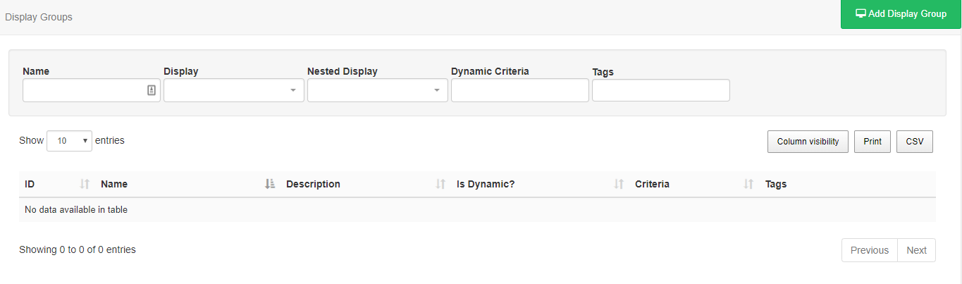 Display Groups Grid