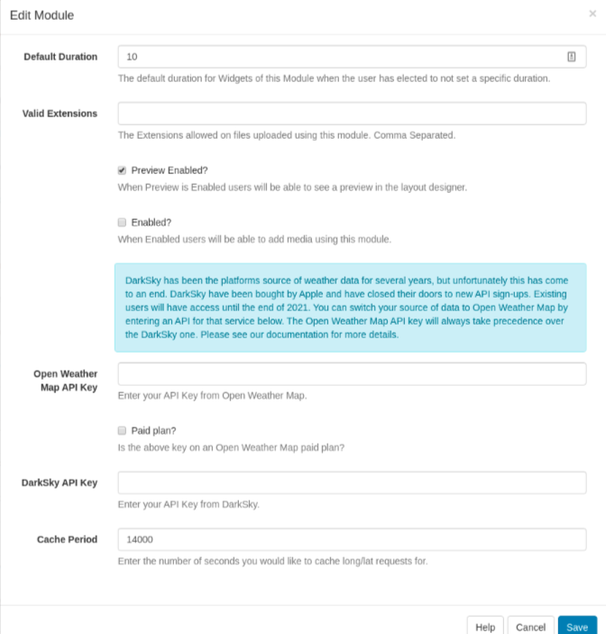 Edit Weather Module