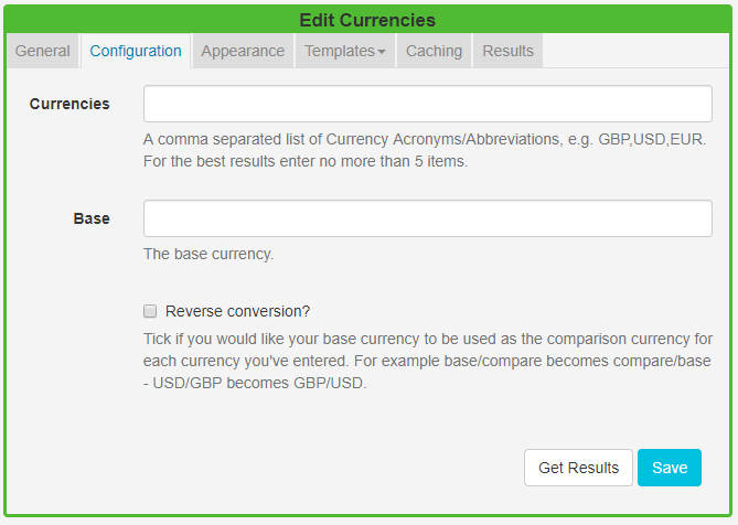 Currencies Configuration