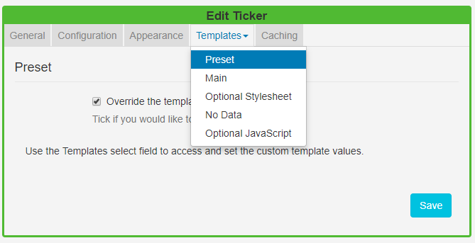 Ticker Override Template